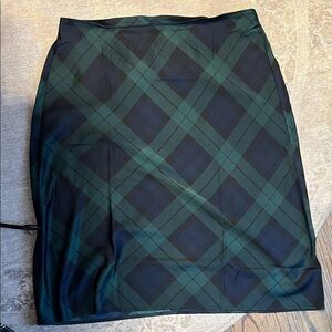 J. Crew Black and Dark Green Plaid Pencil Skirt